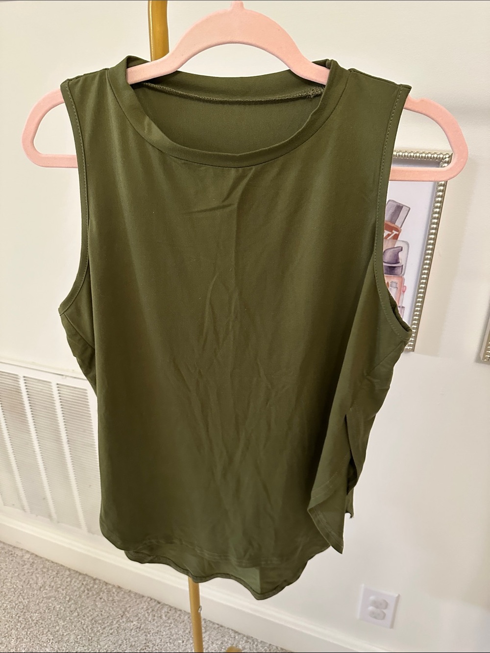 SHEIN Olive Green Sleeveless Muscle Tank Top
